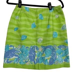 Lilly Pulitzer Low Tide Shell Print Skirt Green Blue Size 4P